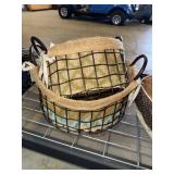 Metal baskets with burlap liners