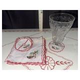 Set of vintage Madeira cocktail napkins and glass