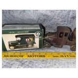 Coin bank and cast iron truck