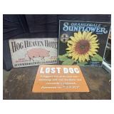 3 modern metal signs