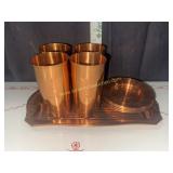 Vintage WestBend copper beverage set with 6