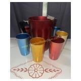 Mid century jewel tone aluminum tumblers and