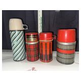 4 vintage thermoses