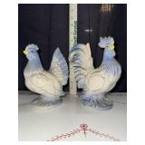 White and blue rooster and hen