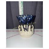 Blue drip pottery vase