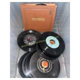 Tote with loose 45s records