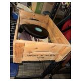 Wooden crate with records
