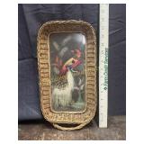 Mexican folk art feathercraft bird tray