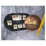 Two antique metal trays