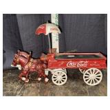 Cast iron horse drawn Coca-Cola delivery wagon