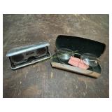 Vintage spectacles and folding binoculars