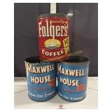 3 vintage coffee tins