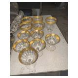Collection of gold overlay stemware
