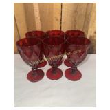 Set of 6 ruby goblets diamond pattern