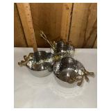 Hammered stainless 3 section bowls with gold