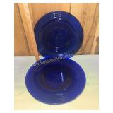 4 cobalt dinner plates