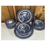 Set of Churchill England blue willow dishes