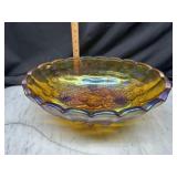 Amber carnival footed fruit bowl