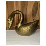 Vintage extra large brass swan planter