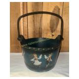 Hand painted wooden bucket