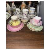 9 cup and saucers- hand painted Japan, paragon