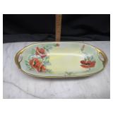 Hand painted Bavaria red floral celery dish