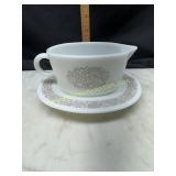 Pyrex woodland gravy boat and under plate