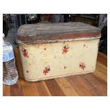 Vintage tin bread box with old stencil paint