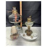 4 small and miniature oil lamps