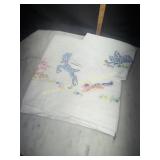 Hand embroidered vintage baby pillow case and