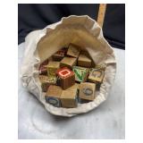 Bag of wooden childrenï¿½s blocks