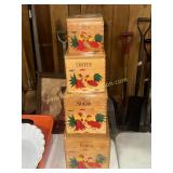 Vintage wooden 4pc fighting rooster nesting