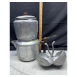 Vintage aluminum double stack coffee pot and 2