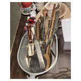 Vintage kitchen utensil, wood handles, wire,