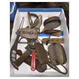 Primitive kitchen utensils- graters, strainers,