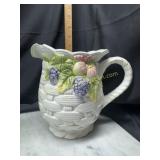 Ceramic basket weave fruit pitcher
