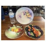 3 hand painted fruit plates