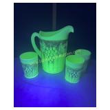 Rare Northwood uranium custard glass pitcher and