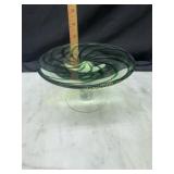 Art glass green swirl stand