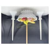 Westmoreland Milk glass grape pattern console s