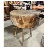 Butcher block primitive made from a log stump