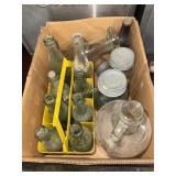 Glass soda bottles, jars and jugs
