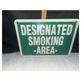 Metal smoking area sign