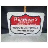 Metal Warehams security sign