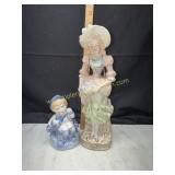 Occupied japan figurine and blue and white figure