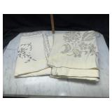 2 vintage needlework table cloths