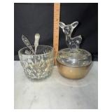 Powder dish, sugar bowl and spoons
