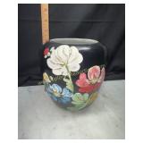 Hand painted folk art cookie jar no lid