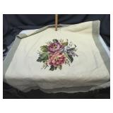 Vintage floral needlepoint panel