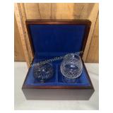 Pair of vintage crystal brandy sniffers glasses